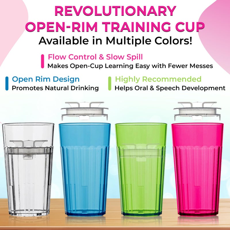 Reflo Smart Cup Bundle (Blue 2-Pack) Weaning and Self-Feeding Toddler Training Cup, Montessori Open Design, Slow-Spill 360 Rim Flow-Control, Made in USA, E-Guide via QR Code - Image 5
